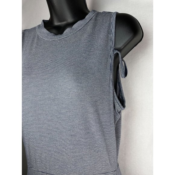 Volcom Mini Dress Asymmetrical Sleeveless Blue Stripes Medium 12 Womens - Picture 3 of 8